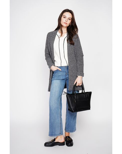 Gilet long à col châle loup