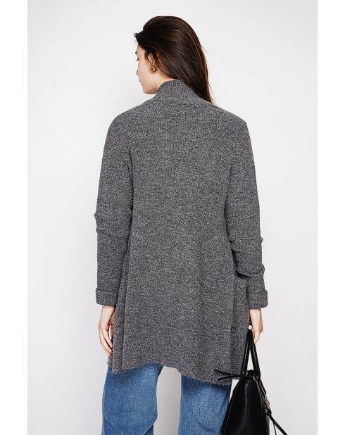 Gilet long à col châle loup