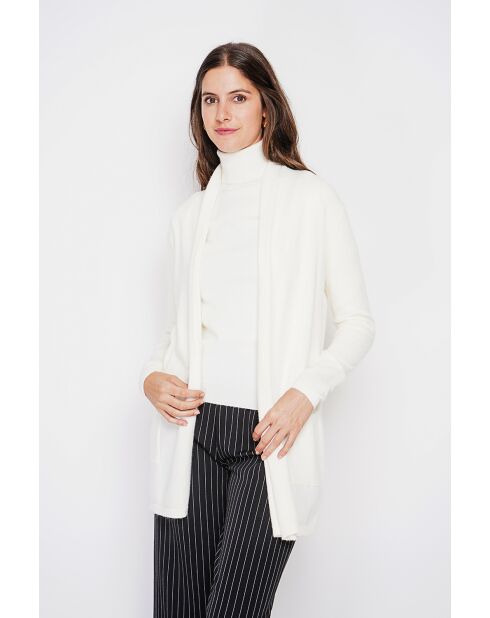 Gilet col châle naturel