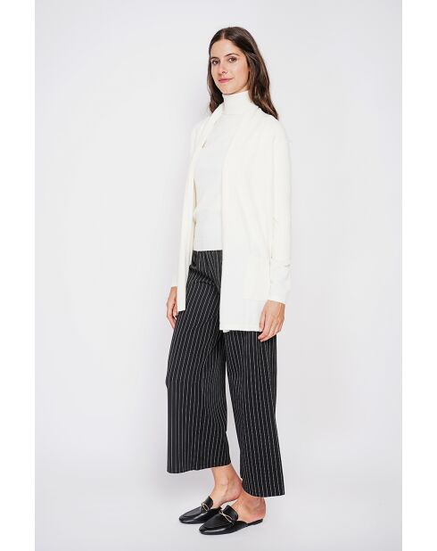 Gilet col châle naturel