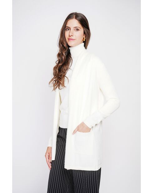 Gilet col châle naturel