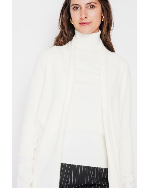 Gilet col châle naturel