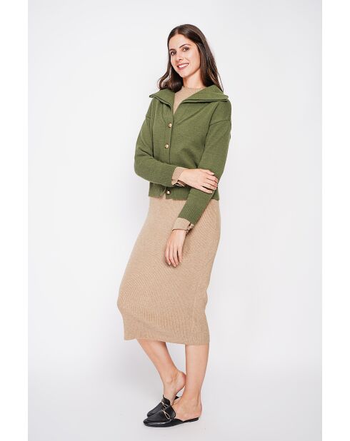 Gilet double col kaki