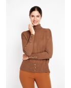 Pull col roulé marron