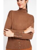 Pull col roulé marron