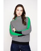 Pull col montant noir/vert