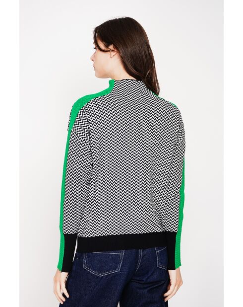 Pull col montant noir/vert