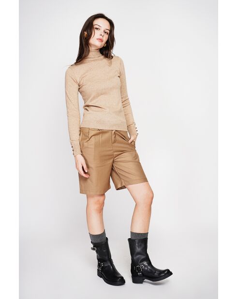 Pull col roulé classique nougat