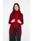 Gilet col châle bordeaux