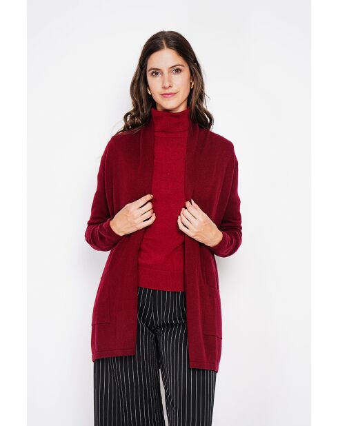 Gilet col châle bordeaux