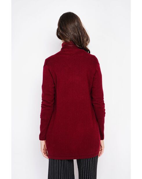 Gilet col châle bordeaux