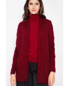 Gilet col châle bordeaux