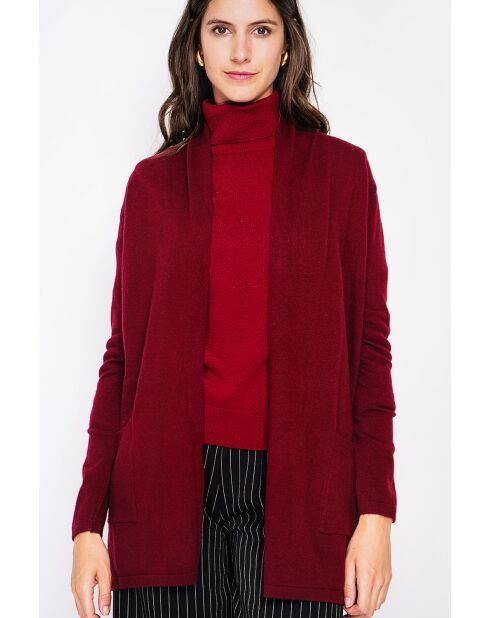 Gilet col châle bordeaux