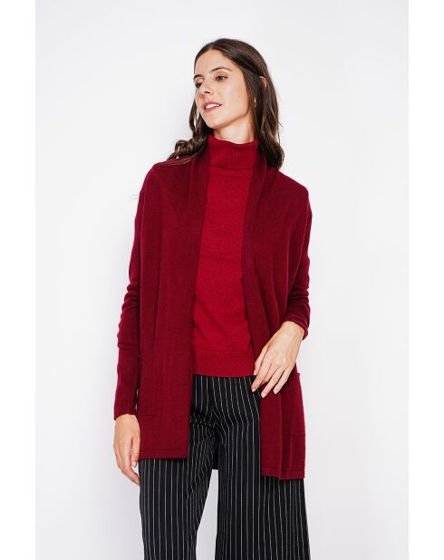 Gilet col châle bordeaux