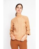 Pull col montant torsadé nougat