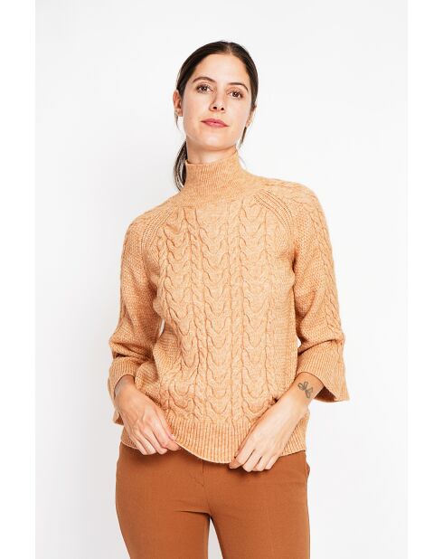 Pull col montant torsadé nougat