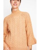 Pull col montant torsadé nougat