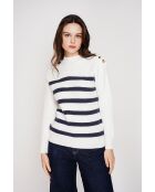 Pull col montant ajouré naturel