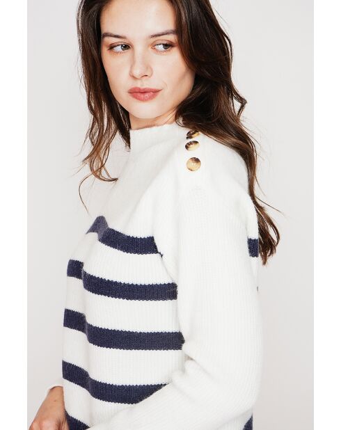 Pull col montant ajouré naturel