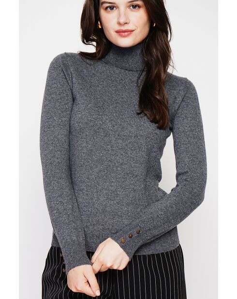 Pull col roulé classique loup