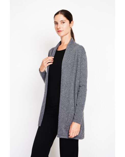 Gilet col châle loup