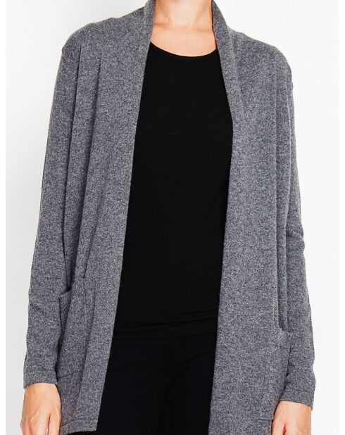 Gilet col châle loup