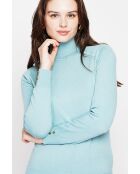 Pull col roulé classique turquoise