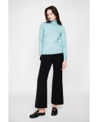 Pull col roulé classique turquoise