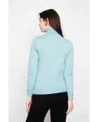 Pull col roulé classique turquoise