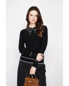 Pull en Cachemire mélangé col V à noeud noir
