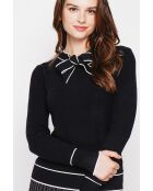 Pull en Cachemire mélangé col V à noeud noir