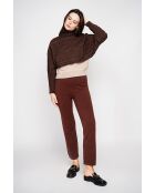 Poncho court col roulé café