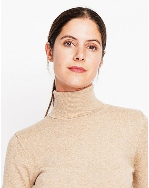 Pull col roulé classique nougat
