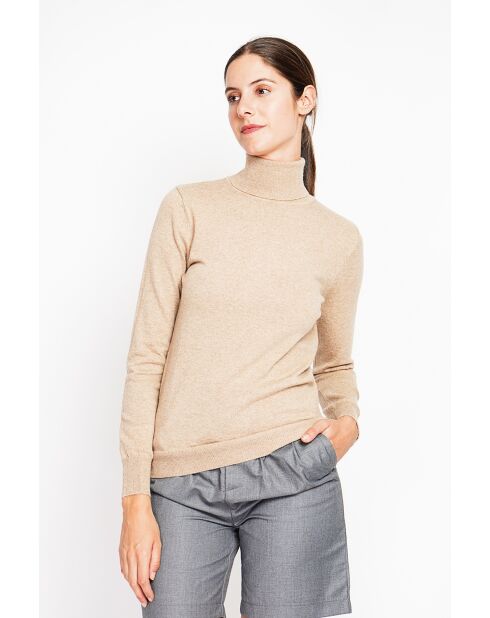 Pull col roulé classique nougat