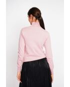 Pull col roulé classique rose poudre