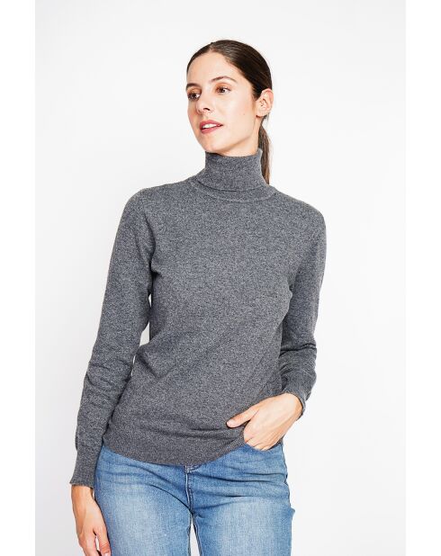 Pull col roulé classique loup