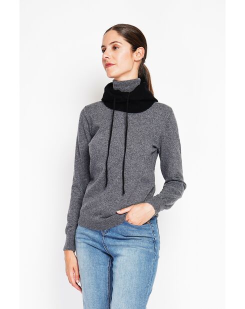 Pull col roulé classique loup