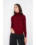 Pull col roulé classique bordeaux