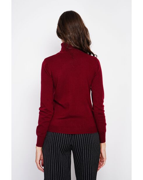 Pull col roulé classique bordeaux