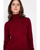 Pull col roulé classique bordeaux