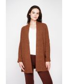 Gilet long à col châle marron