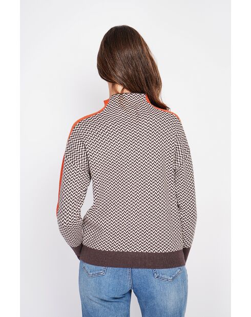 Pull col montant café