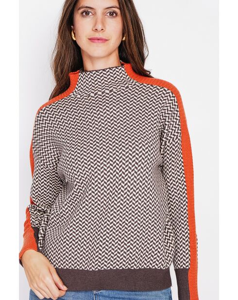 Pull col montant café