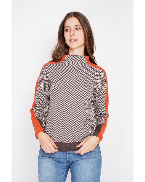 Pull col montant café