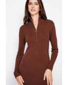 Robe en Cachemire mélangé col montant café