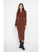 Robe en Cachemire mélangé col montant café