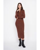 Robe en Cachemire mélangé col montant café