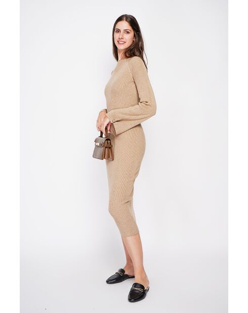 Robe col montant camel
