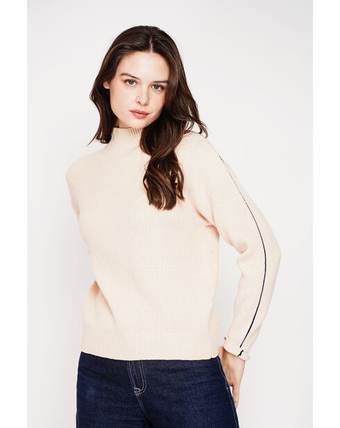 Pull col montant crème