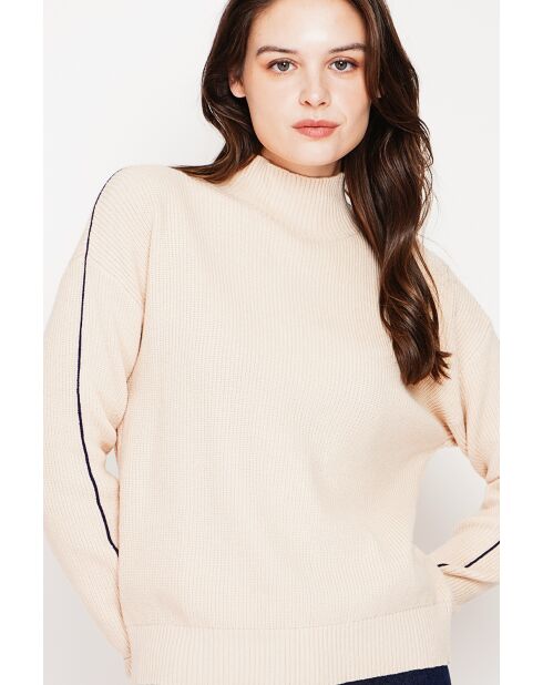 Pull col montant crème